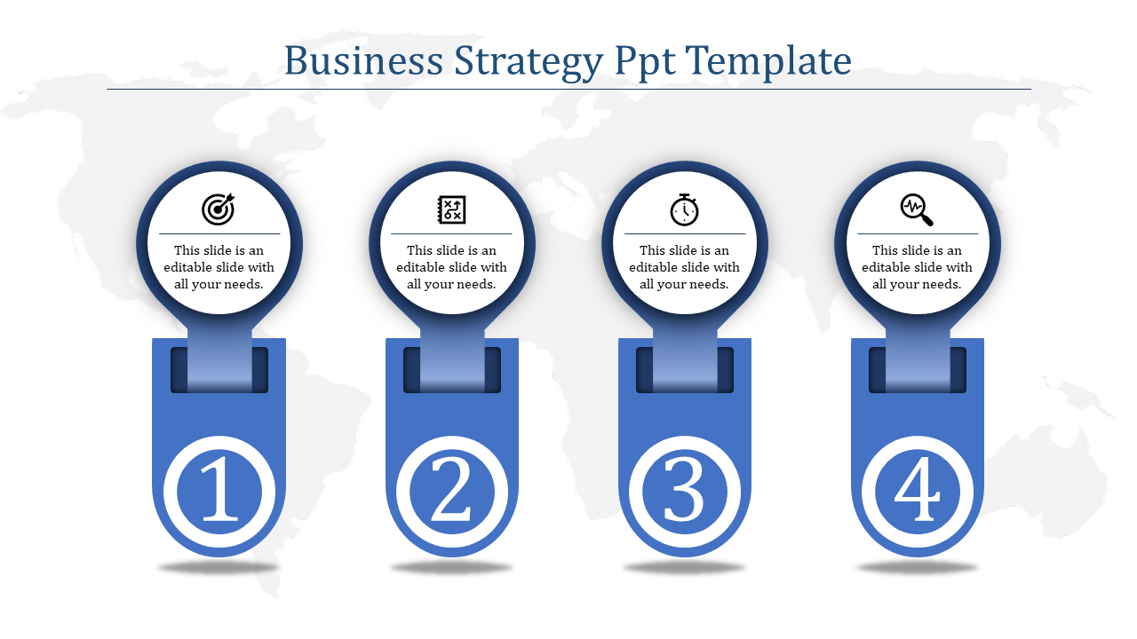 Stunning Business Strategy PPT Template With Four Nodes